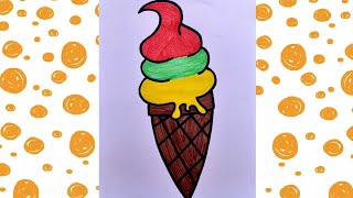 ice cream drawing step by step#shorts #viral #drawingtutorial #yummy #art #cone @syarthub