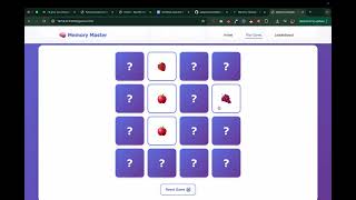 Memory Master Card Game - Full Source Code | HTML CSS JavaScript Final Year Project 2025