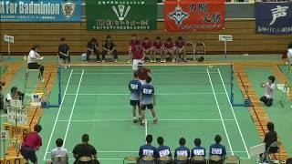 齋藤／江口(笹神中) vs 武藤／久慈(浪岡中) 男子団体２回戦 全中バド2016