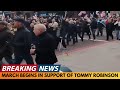 breaking news huge support for tommy robinson as march continues through central london