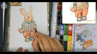 【水彩教學丨watercolor painting for beginners easy and simple】水彩基礎教學 兔子先生怎麽畫丨HOW TO USE WATERCOLOR