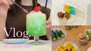 Vlog | のんびり夏の終わりを楽しむ|近所のお祭り|メロンクリームソーダ|花火|おうち縁日|