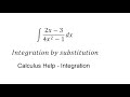 Calculus Help: Integral of ∫ (2x-3)/(4x^2-1) dx - Integration by substitution