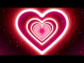 stunning neon lights love heart tunnel loops animated glow romantic moving neon lights background