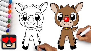 How To Draw Rudolph the Red Nosed Reindeer