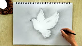 How to Draw a Flying Bird .🕊 Dove Bird Drawing Tutorial