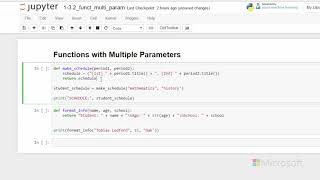 Multi-Parameter Functions - Introduction to Python: Absolute Beginner Module 2 Video 5