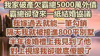 我家破產欠霸總5000萬外債，霸總卻發來一紙結婚協議，我嫁過去就能一筆勾銷，隔天我就被接進800平別墅，半年後婚禮上我見到了他，對上視線我卻徹底傻眼了#幸福敲門 #為人處世 #生活經驗 #情感故事