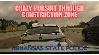 Dangerous high speed PURSUIT in construction zone - Hyundai Elantra flees from A
