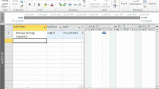 Project 2010 Tutorial Creating Tasks Microsoft Training Lesson 3.1
