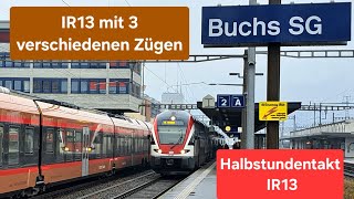 Buchs SG🇨🇭 Halbstundentakt IR13 mit RABe 502, RABe 511, RABe526, EC163 Transalpin \u0026 mehr