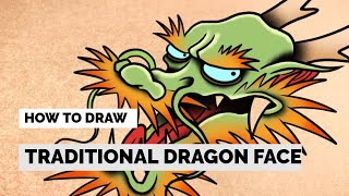 how to draw a easy Dragon Head | Tattoo Drawing Tutorial