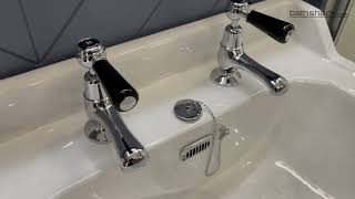 Hudson Reed Topaz With Lever Basin Pillar Taps with Hexagonal Collar - Black BC401HL (15248)