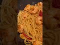 Spaghetti Aglio E Olio With Scampi 🍤 Ready to serve #shorts #asmr #trending