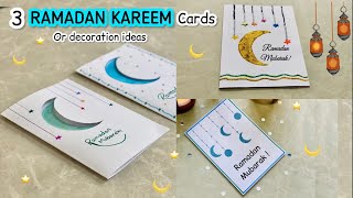 DIY-3 RAMADAN KAREEM Cards🌙⭐️ or decoration ideas🥰 Easy Ramazan Mubarak Crafts | Eid crafts