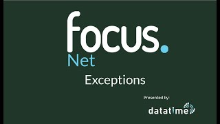 Focus Tutorial | Net Exceptions