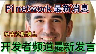 Pi network 最新消息。尼古拉斯博士开发者频道最新发言。Pi network Web3 将权利下放给人民