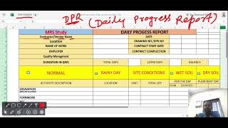 DPR Format | Daily Progress Report Excel Format | Excel format of DPR | DPR for Civil Work