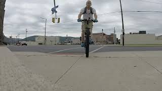 A slow motion version of the Klein Mantra Pro Blue Koi bicycle going by the GoPro Hero 3 plus silver