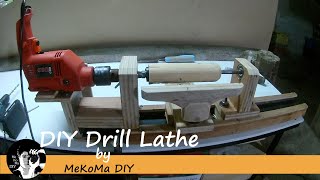 DIY Drill Lathe | เครื่องกลึงไม้ทําเองจากสว่านไฟฟ้า | How to make Mini project Drill Powered Lathe