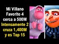 Intensamente 2 supera 1,400M de Taquilla Mundial y es Top 15, Mi Villano Favorito 4 se acerca a 500M