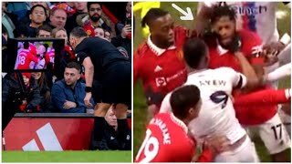 Jordan Ayew pushes Fred in face before Casemiro was sent off in Man Utd vs Crystal Palace