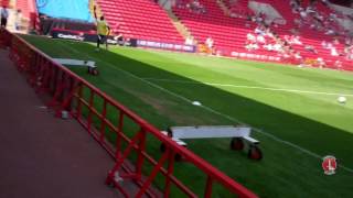 FUNNY: Chris Powell scores a penalty at Club Day - Charlton Athletic