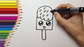 how to draw a cute ice cream - easy drawings for kids