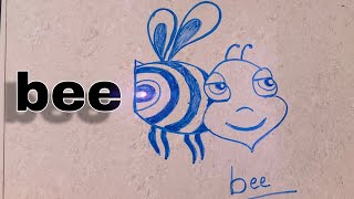 How to turn word BEE into cartoon bee drawing for kids | How to Draw a bee🐝