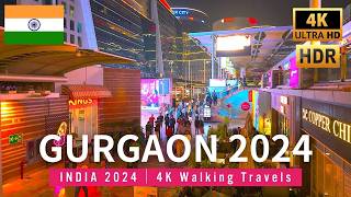 4K HDR - Amazing India Gurgaon CyberCity Night Walking Tour 🇮🇳 DLF CyberHub 2024