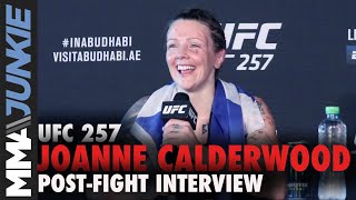 Joanne Calderwood rushes interview to watch Michael Chandler vs  Dan Hooker | UFC 257 post f