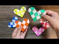 【折り紙】おりがみ1枚でチェック柄ハートの折り方（音声解説あり）origami heart