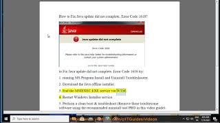 Fix Java update did not complete, Error Code 1618