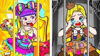 [🐾paper dolls🐾] Rich Princess vs Broke Princess Rapunzel in Prison | Rapunzel Family 놀이 종이