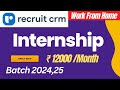 Recruit CRM UI/ UX Designer Internship Hiring Fresher 2024 & 2025