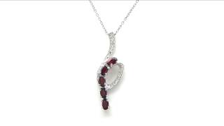 Johareez 1.75CTW Genuine Garnet Ovals .925 Sterling Silver Pendant