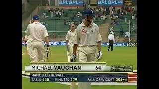 Michael Vaughan out 'Handling the ball' Rare Incident   India v England 2001