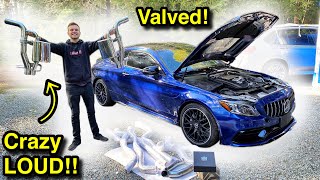 Rebuilding a WRECKED 2019 Mercedes C63 AMG From COPART! (Part 9) INSTALLING THE ARMYTRIX EXHAUST!!