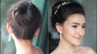 Messy Hair Bun,  Korean Hairstyle ทรงผมเจ้าสาวแบบฟรุ้งฟริ้ง เกล้าผมแบบโดนัท โดย ครูหญิง ภัครา