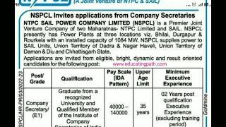 Account Job Vacancy in NTPC Sail Power Company Limited