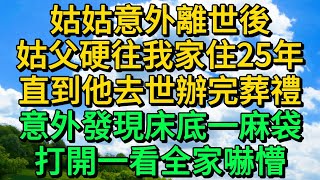 姑姑意外離世後，姑父硬往我家住25年，直到他去世辦完葬禮，意外發現床底一麻袋，打開一看全家嚇懵 | 柳梦微语