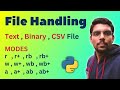 File Handling in Python - File Types: Text, Binary, CSV | Modes in File Handling r/w/a/+/b | 12 CS