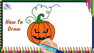How To Draw Halloween Pumpkin For Beginners | Painting & Coloring for Kids and Toddlers |