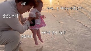 [SUB] 태어나서 바다🌊를 처음 경험한 아기👶 반응은? (제주 Ep.03) - 8개월 아기