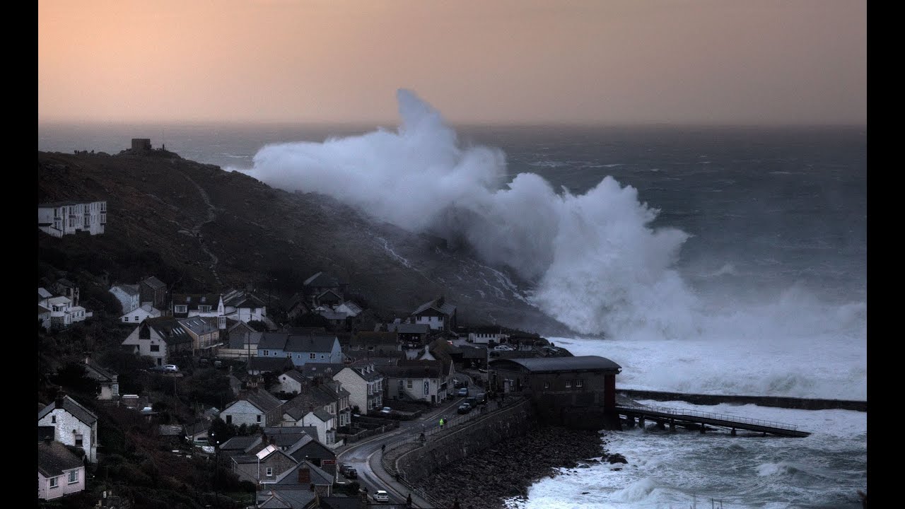 Cornwall Huge Winter Storm (HD) - 100ft Waves - YouTube