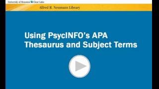 Using PsycINFO's APA Thesaurus and Subject Terms