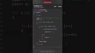 Best C++ pattern program tutorial video || 💯🧠 #coding #youtubeshorts #codewriter07 #programming
