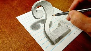 Drawing with Only a Graphite Pencil - 3D Number Two - By Vamos
