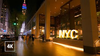 New York City Night Tour🗽 Manhattan Walking tour, NYC 4k