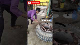 Emotional😭 video cute Boy tyre fitting 😂 #ytshorts #motorcycle #amazing #funny #emotional #emoji